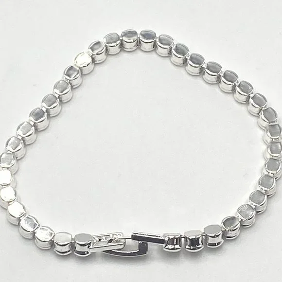 Silver Plated Cubic Zirconia Tennis Bracelet and Earring Set - Picture 8 of 8